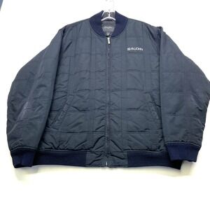 Y2K Sean John Puffer Jacket Mens XL Gray Spellout Logo Bomber Neck Full Zip